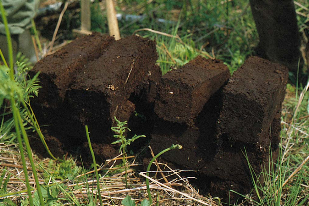 Stapeltje turfblokken, Landschap Overijssel